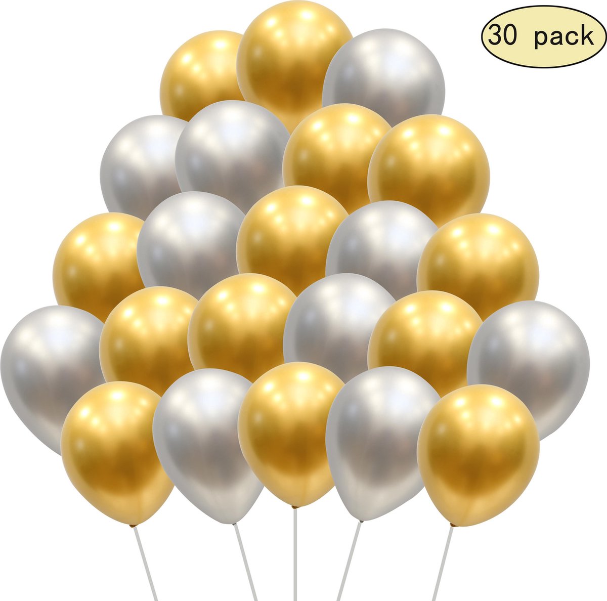 30 stuks Helium Latex Goud en Zilver Ballonnen MagieQ Feest|Party|Kinderfeesje|Decoratie|versiering|Kerst|